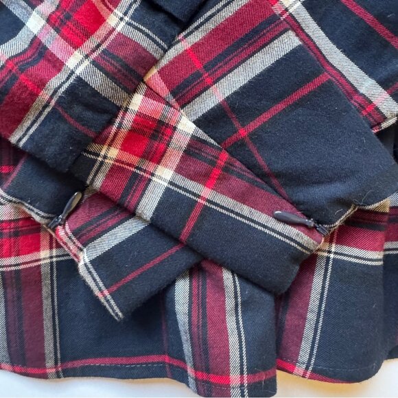 NWT H&M Beaded Flannel Blouse Long Sleeve Plaid Mod Holiday Shirt Top Sz 2 - Picture 9 of 12